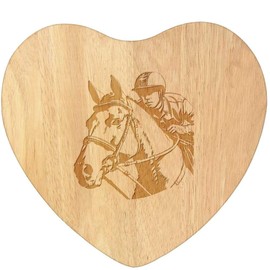 'Horse Rider' Wooden Heart Shaped Chopping/Cutting Board (WB00081072)