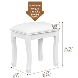 Organizedlife Square Vanity Stool Chair, High Elastic Cotton Makeup Bench, Modern Padded Piano Stool Seat for Makeup Room, Bathroom, Living Room, Ottoman, White (Curved Leg, White)