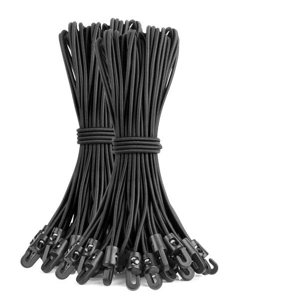 Bungee Cords with Hooks 10 Inch, 50 PCS Short Bungee