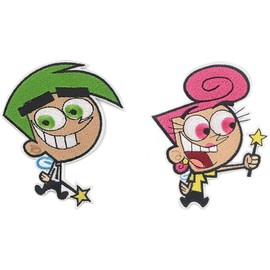 Wanda and Cosmo Cartoon Characters Embroidered Iron on Patch Set of 2