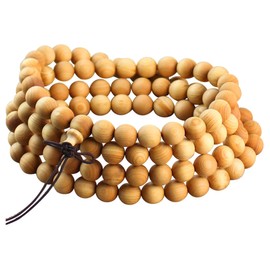 108 Mala Bead Bracelet 8mm Natural Wooden Bead Prayer Meditation Tibetan Buddhist Rosary Necklace Women Men Bracelet, no gemstone