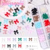 3 Boxes Flower Nail Charms, Mixed Bow Tie Flowers Charms