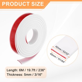 HARFINGTON U-Shape Edge Banding 101/64" x 19.7ft (40mm x 6M) Self Adhesive TPE Flexible Veneer Tape Soft Edge Strip Protector for Furniture Cabinet Table Protection Repair, White