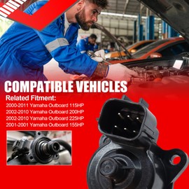 SMMS 68V-1312A-00-00 Fuel Injection Idle Air Control Valve for Yamaha Outborad HP 115HP, F115, LF115, Car Stepper Motor Replaces OE: 68V1312A0000, Black