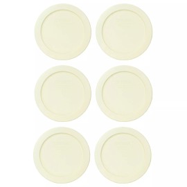 Pyrex 7200-PC Sour Cream Colored Round Plastic Storage Lid Cover (6-Pack)