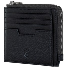 VON HEESEN® Genuine Leather RFID Card Holder Made of Nappa Leather - 9 Compartments - Landscape Format Credit Card Holder for Men and Women, black, 02 cm