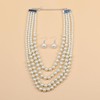Florate Pearl Necklace and Earrings Set for Women Bib Multi