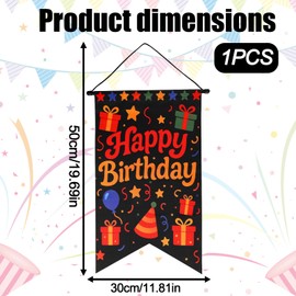lasuroa Happy Birthday Sign, 19.7x11.8in Pre-Assembled Colorful Happy Birthday Door Sign Oxford Cloth Hanging Door Banner for Party Supplies Men Women