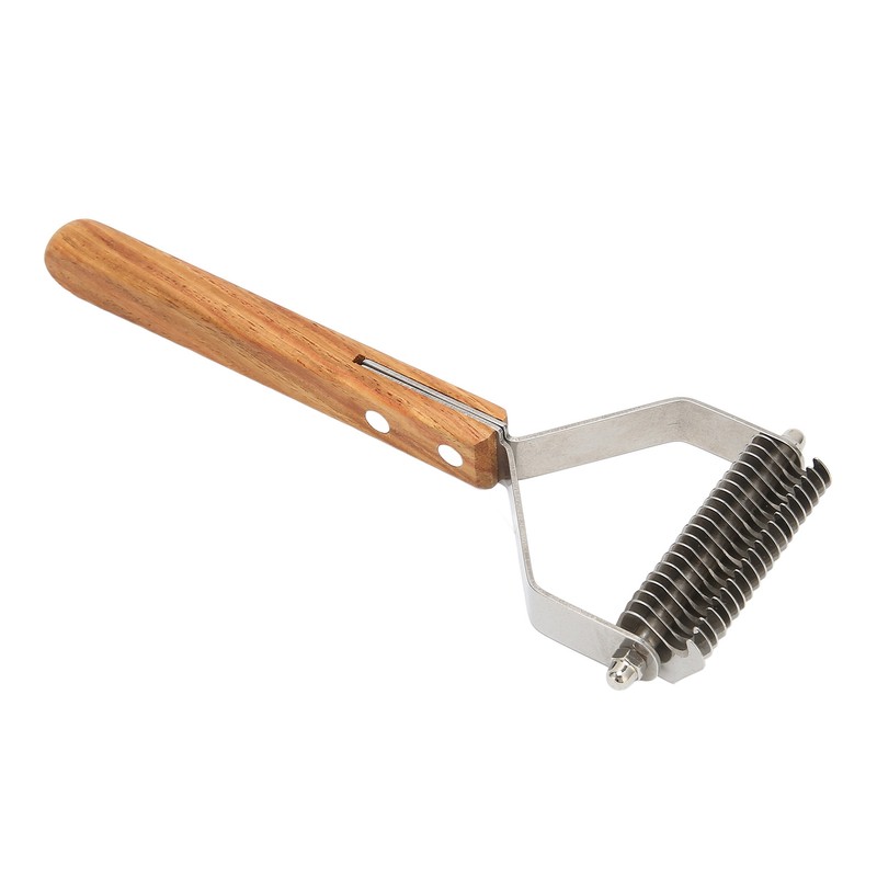Pet Undercoat Rake Brush Double Sided Knots Removal Massage Wood