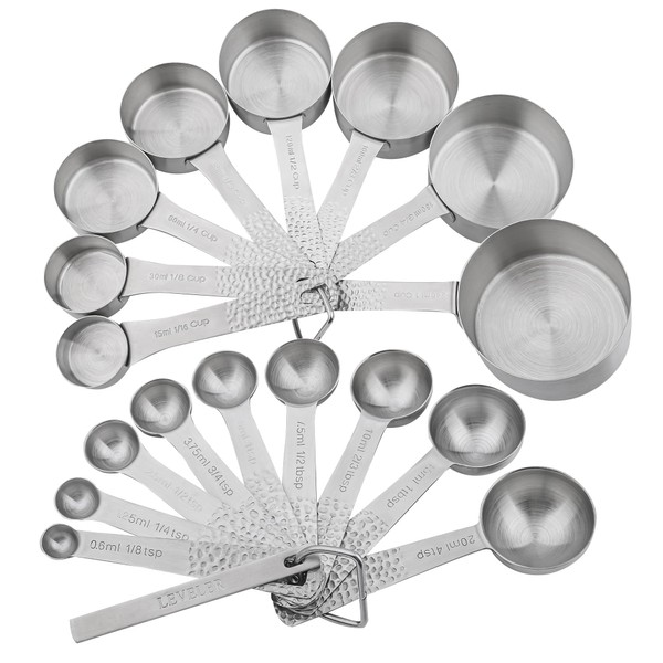 SUNMVEHOT Measuring Cups and Spoons Set, Stainless Steel Measuring Cups