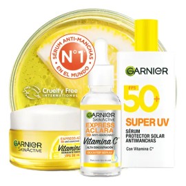 Kit Garnier Express Aclara Serum, Crema Y Protector Solar 50