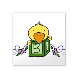 CafePress Duck Baby Block Square Sticker 3 X 3 Square Bumper Sticker Car Decal