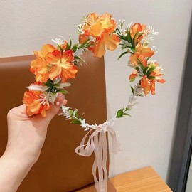 Flower Crown Boho Flower Headband Bridal Headband for Women Girls Birthday Wedding Hair Accessories (yellow, Large)