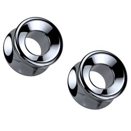 Pierced Owl Hematite Stone Light Weight Double Flared Tunnel Plugs, Sold as a Pair (10mm (00GA))