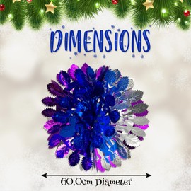 HOVUK® 5x Christmas Foil Hanging Decorations, 60cm Foil Snowballs Wall Ceiling, Xmas Home Décor, Christmas Party Supplies (Purple,Silver,Blue)