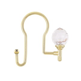 Utopia Alley Shower Hooks - Double Shower Curtain Rings for Bathroom - Rust Proof Shower Curtain Hooks for Shower Curtain or Liner - Shower Curtain Rings with Crystal Design - Set of 12, Gold