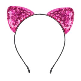 Cat Ears Headband, Sequin Headbands, Cat Glitter Sequins Ear Headbands, Metal Headband, Headpiece for Women Girls Everyday and Party Supplies, Carnival Costume (05)