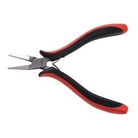 The Beadsmith Platinum Series German Flat Nose Pliers, 4.75 inches (120mm) with Polished Steel Head, red and Black Ergonomic Comfort Grip Handle and Double-Leaf Spring, Tool for Jewelry Making