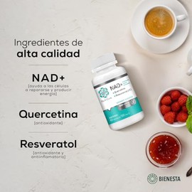 Fort Core - NAD+ 500mg + Quercetina + Resveratrol | Suplemento Antioxidante Avanzado | 60 Cápsulas | Fórmula Triple Acción para Energía Celular