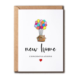GoGiDesigns New Home Congratulations Cute Card - Balloons New Home Card - Housewarming Decor Card - Wonderful Greeting Card, White