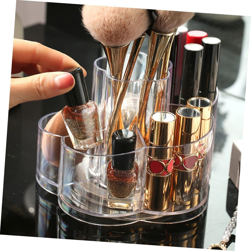 WOONEKY Makeup Brush Holder Rotatable Vanity Organizer with Compartments Compact