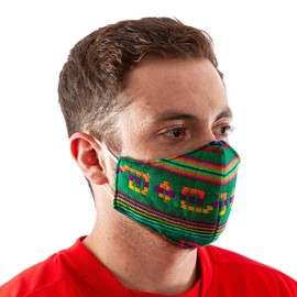 NOVICA Artisan Handmade Embroidered Facemask Emerald Green Cambaya Cloth Lined Multicolor Mexico 'Emerald Celebration' (pair)