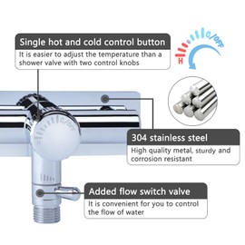 All Metal Single Handle RV Shower Faucet Valve Diverter,Camper Shower Faucet Valve, 4”RV Shower Replacement Valve for Motor Home, Travel Trailer, Camper, Fifth (5th) Wheel (Chrome, 4")