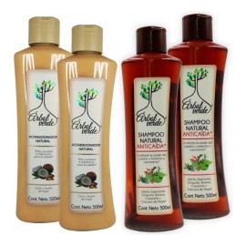 Kit 2 Shampoo Anticaída + 2 Acondicionador Árbol Verde 500m