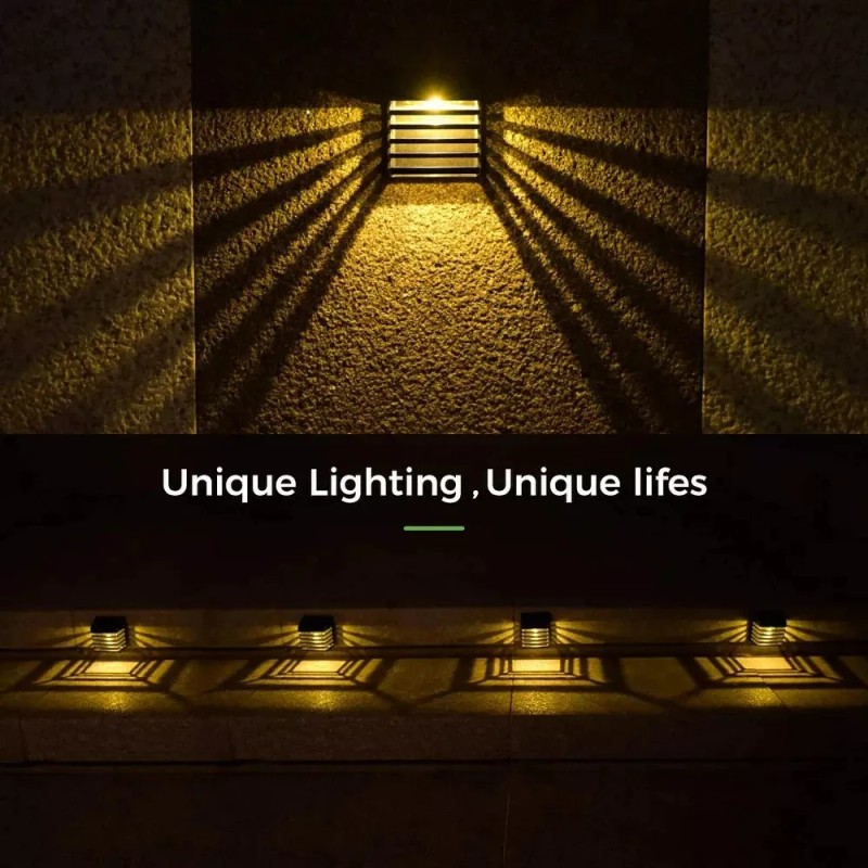 LITOM 4-Pack Solar Fence Lights | 2 Modes, IP65 Waterproof