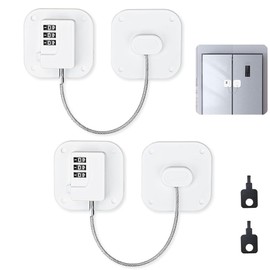 2 x Fridge Lock with Key, Child Safety Cabinet Lock with Digital Password, No Drilling, Child Lock Sliding Door for Drawers, Refrigerators, Windows