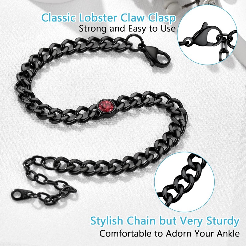 PROSTEEL Beach Anklet Black Cuban Chain Ankle Braclet Bracelet October