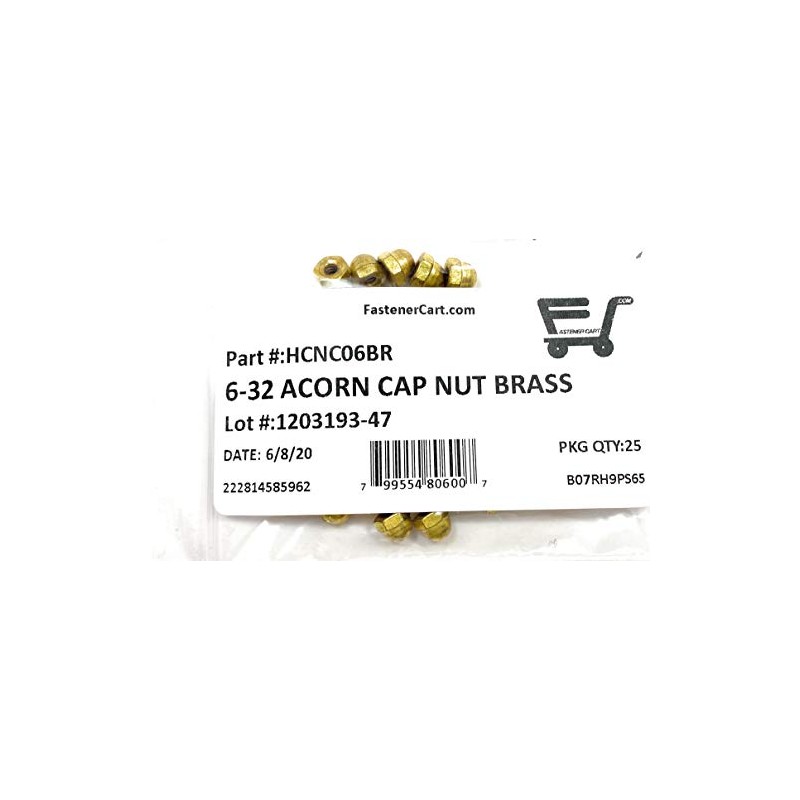 6-32 Acorn Cap Nuts Solid Brass (25 Pieces)