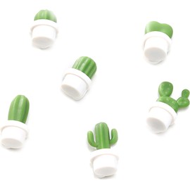 6Pcs White Fridge Magnets, Cute Cactus Sticker Magnet Stickers, Whiteboard Magnet Decorative Locker Fridge Stickers for Home Kitchen Office Use Refrigerator Magnets