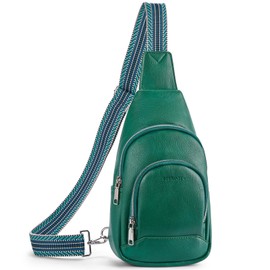 BOSTANTEN Sling Bag for Women Crossbody Purse Cross body Bag Leather Chest Bag with Removable Guitar Strap, Green