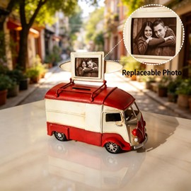 FMYSUSUXY Vintage Truck Van Model Piggy Bank with Photo Frame 7.9" Long
