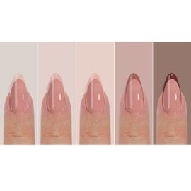 French Gel Nail Tips -150Pcs French Tip Press on Nails Pink Medium Almond 3 in 1 X-coat Tips Pre-applied Base Coat, No Need to File Fake Nails for Nail Art DIY 15 Sizes (Gradient red, Almond)