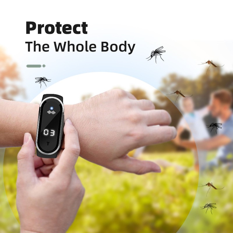 Ultrasonic Mosquito Repellent Watch Silica Gel Rechargeable LED Digital Step