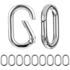 JIYIN 10 PCS Oval Carabiner Snap Clip, 1 Inch Small Metal Carabiner O-Ring Carabiner Key Ring Alloy Round Keychain Key Ring Clips Oval Ring Buckle for Purses Car Keychain Hooks(Silver)