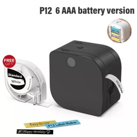 Phomemo DYMO LetraTag Handheld Label Maker Machine LT-100H Phomemo P12 Pro Printer 91331 - P12 Black Printer (AAA Batteries)