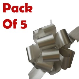 Pull Bows Silver Gift Wrapping Christmas Ribbon Wrapping Bows for Christmas New Year Thanksgiving Party Florist Pull Bows for Gift Wrapping Birthday Present Ties Wedding Ornament Pack of 5
