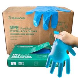 Dr.GreenPanda (Large 4000pcs Blue MPE Gloves PE Disposable Bulk Food Safe Latex & Powder Free Texture Smooth Touch For Light Work Extra Multipurpose