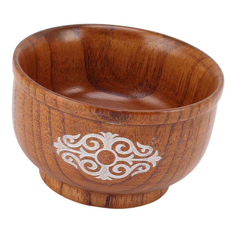 Wooden Rice Bowl Jujube Wood Anti Scald Exquisite Elegant Round