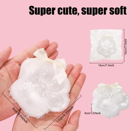 Gosknor 11 cm Large Squishy Toy with Cat Paw, Super Soft Stress Relief Squishy Toy, Kawaii Sensory Cat Paw Mochi Toy for Adults (White Bow Snowflake Pearl)