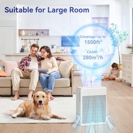 YARIKI Air Purifiers for Home Pets Covers Up to 1500 Sq Ft,H13 Hepa Filter with Washable Pre-Filter,Pet Hair Dander Smoke Air Cleaner,22 dB Quiet Sleep for Living Room Bedroom Kitchen,P280 (White)