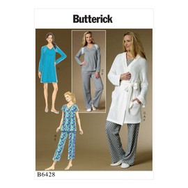 Butterick Patterns 6428 ZZ,Misses Robe,Top,Gown and Pants,Sizes LRG-XXL, Multicoloured