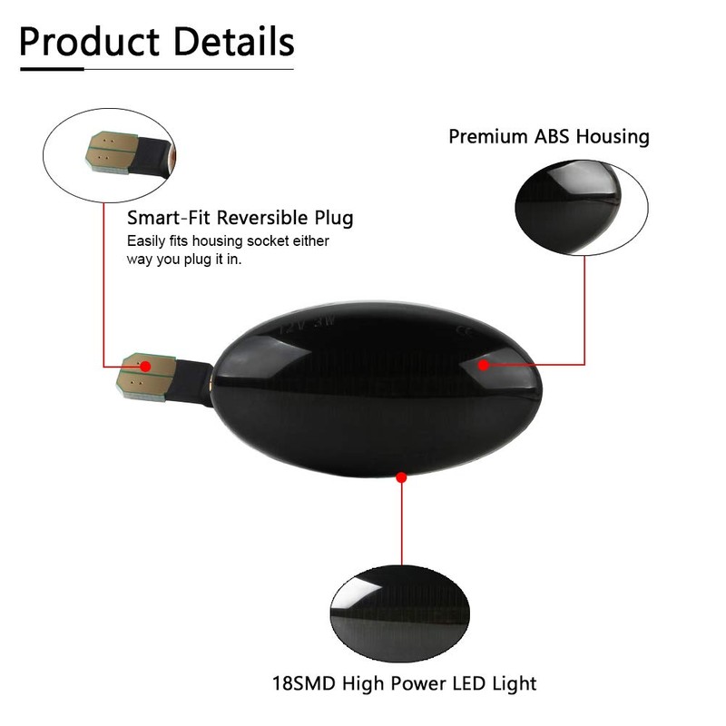Gempro LED Side Marker Turn Signal Light Lamp Assembly for