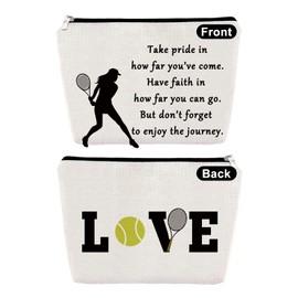 Tennis Gifts Makeup Bag Inspirational Gifts for Tennis Player Lover Cosmetic Bag Birthday Graduation Presents for Girls Daughter Sister Niece Travel Toiletry Pouch Christmas Friendship Keepsake