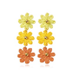 Flower Earrings for Women Big Chiffon Flower Earrings Large Raffia Floral Earrings Daisy Rose Flower Earrings Prom Wedding Party Dress Jewelry Gifts