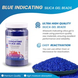 Wisesorb 2 LBS Blue to Pink Indicating Silica Gel Beads, Reusable Silica Gel Desiccant Dehumidifier