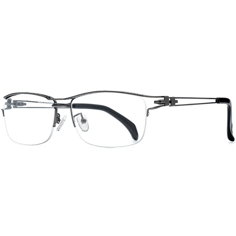 FONEX Pure Titanium Glasses Frame Men Semi Rimless Square Eyeglasses